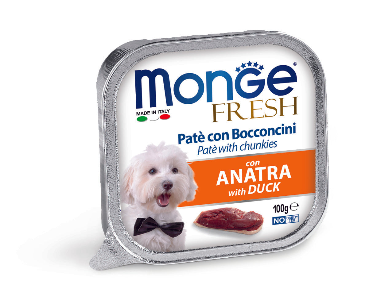 מונג פרש לכלב פטה עם נתחי ברווז 100 גרם בקופסה