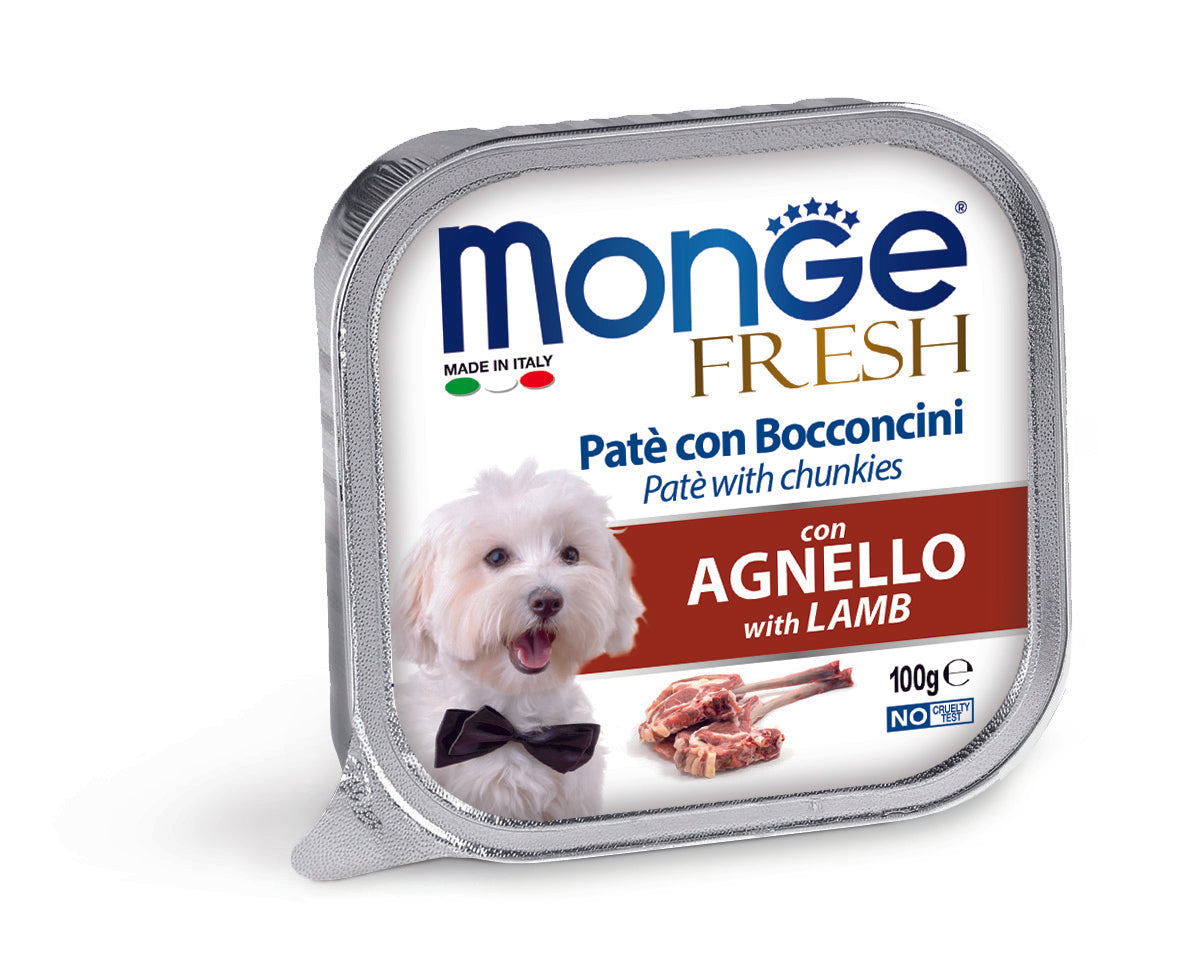 מונג פרש לכלב פטה עם נתחי כבש 100 גרם בקופסה