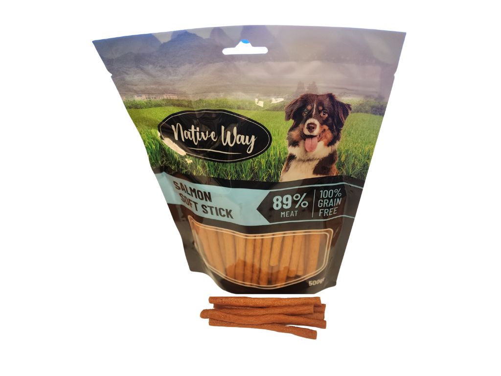 חטיף נייטיב וואי - מקלות סלמון 500 גרם בשקית