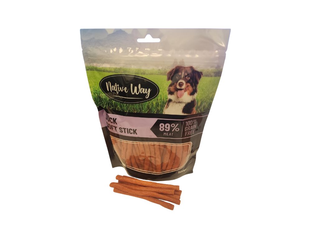 חטיף נייטיב וואי - מקלות ברווז 500 גרם בשקית