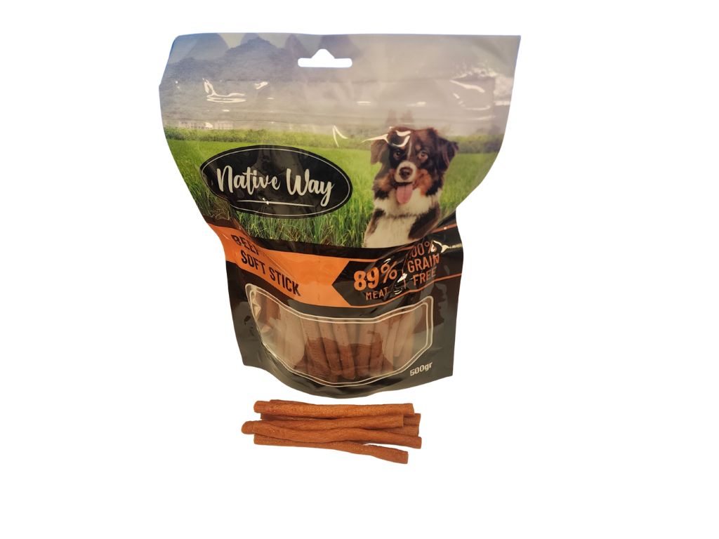 חטיף נייטיב וואי - מקלות בקר 500 גרם בשקית