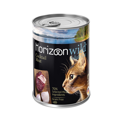 שימורי הורייזן חתול - ווילד בקר עוף ולבבות 400 גרם בקופסה