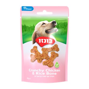 חטיפי בונזו עוף ואורז קראנצ'ים 80 גרם בקופסה