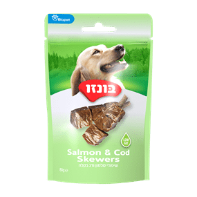 חטיף בונזו סלמון ודג בקלה 80 גרם בקופסה