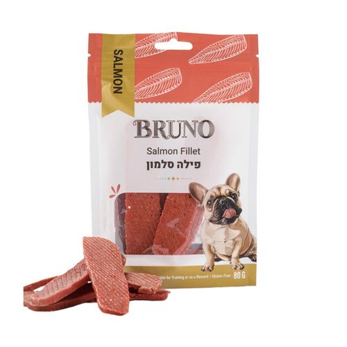 חטיף ברונו לכלבים בטעם פילה סלומון 80 גרם בשקית