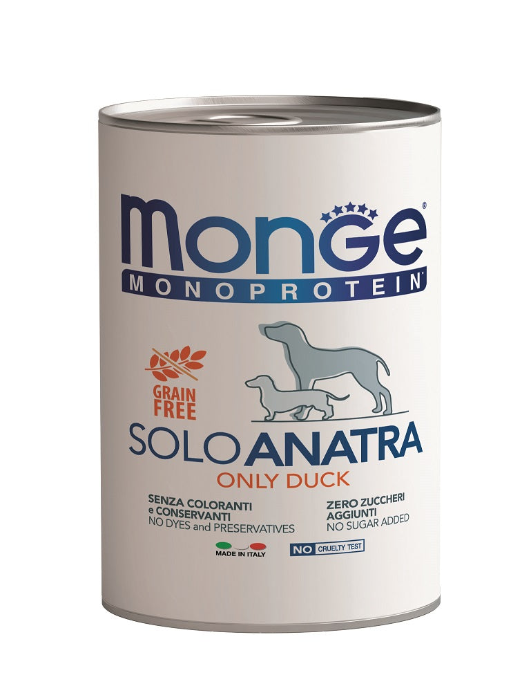 שימורי מונג מונופרוטאין כלב - ברווז 400 גרם בקופסה