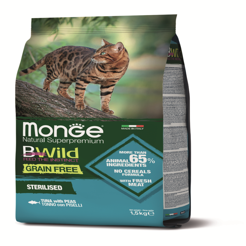 מונג GRAIN FREE סטריליז טונה ואפונה BE WILD 1.5 קילוגרם