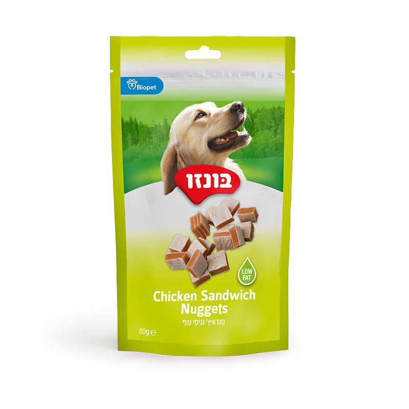 חטיף בונזו סנדוויץ נגיסי עוף 80 גרם בקופסה