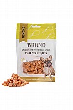 חטיף ברונו לכלב בטעם ביסקוויט עוף ואורז 80 גרם בשקית